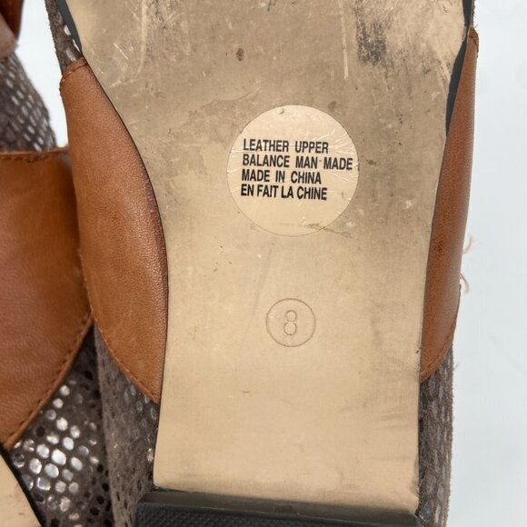 SEYCHELLES Brown Leather Upper Reptile Textured Bow Tie Ankle Strap Flat Shoes 8 - Picture 9 of 9